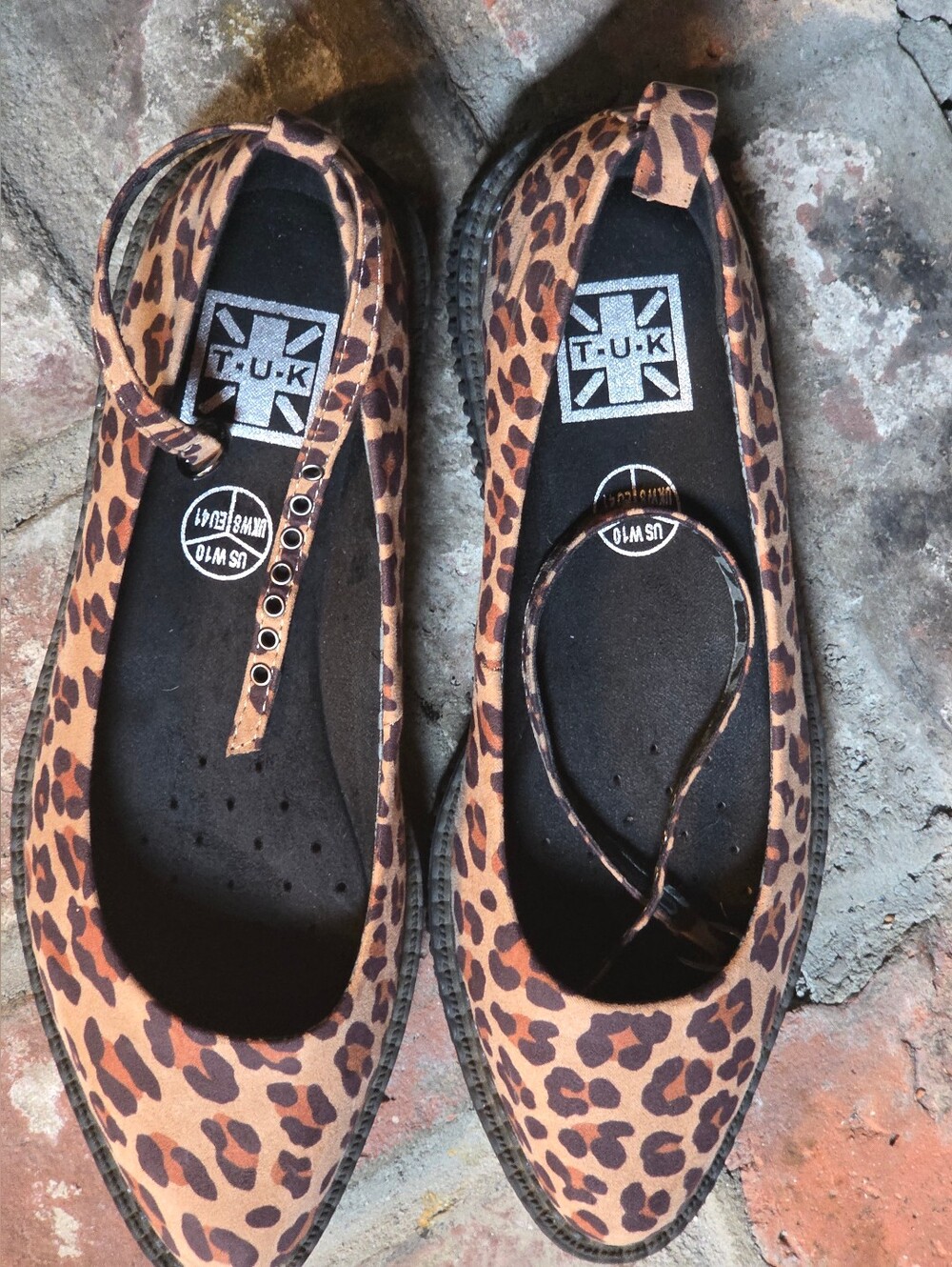 T.U.K. Footwear Leopard Pointed Ballet Ankle Strap Creeper FOR REPAIR - DAMAGED - Picture 2 of 10